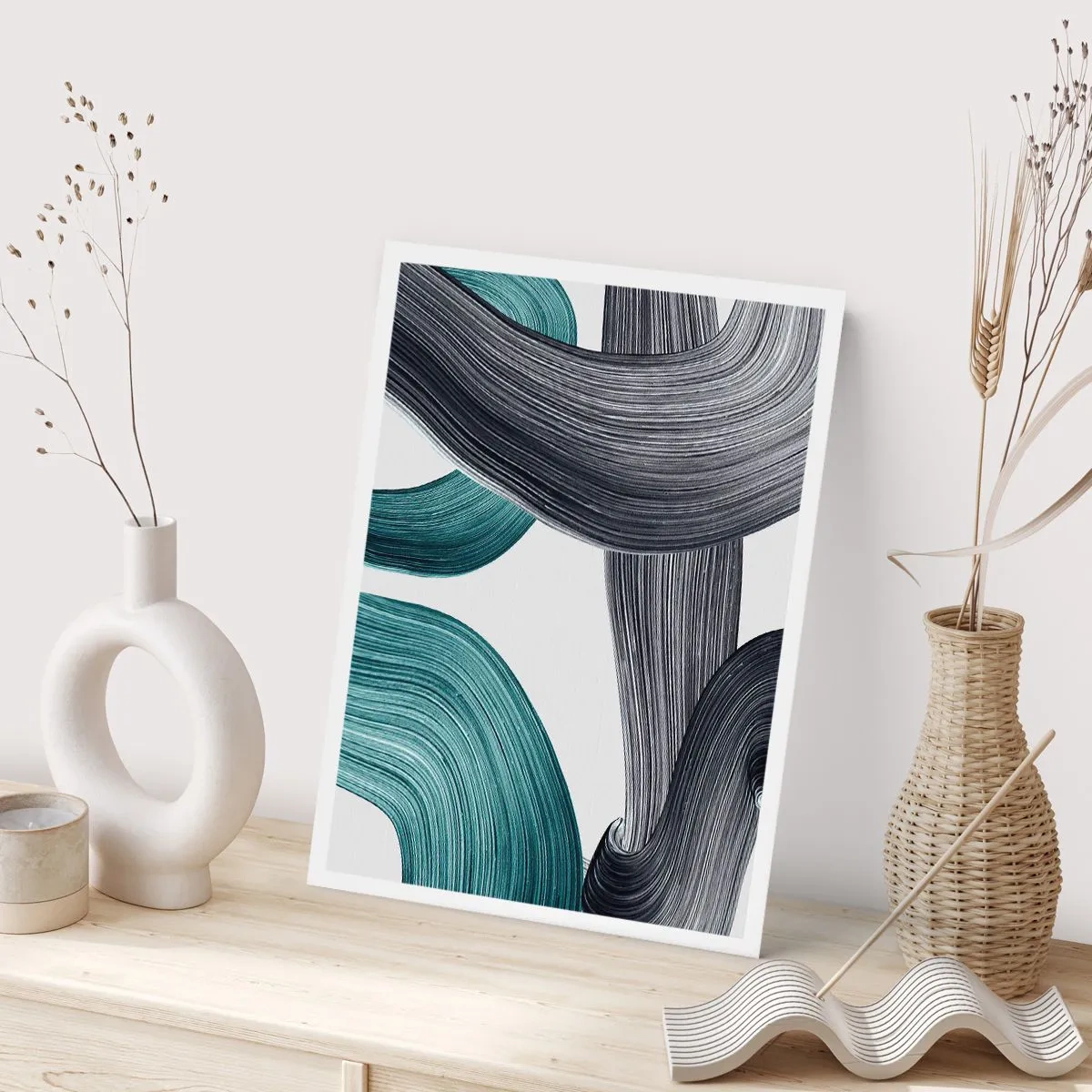 Plakat - Smaragdgrønne og sorte stier - 70x100 cm