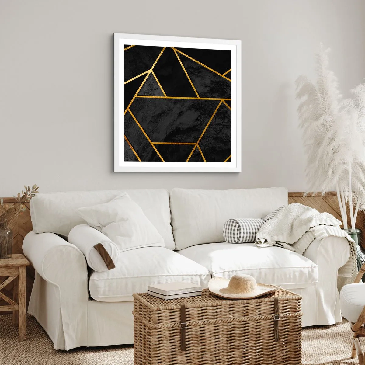 Plakat i hvid ramme - Mørke og lys - 40x40 cm