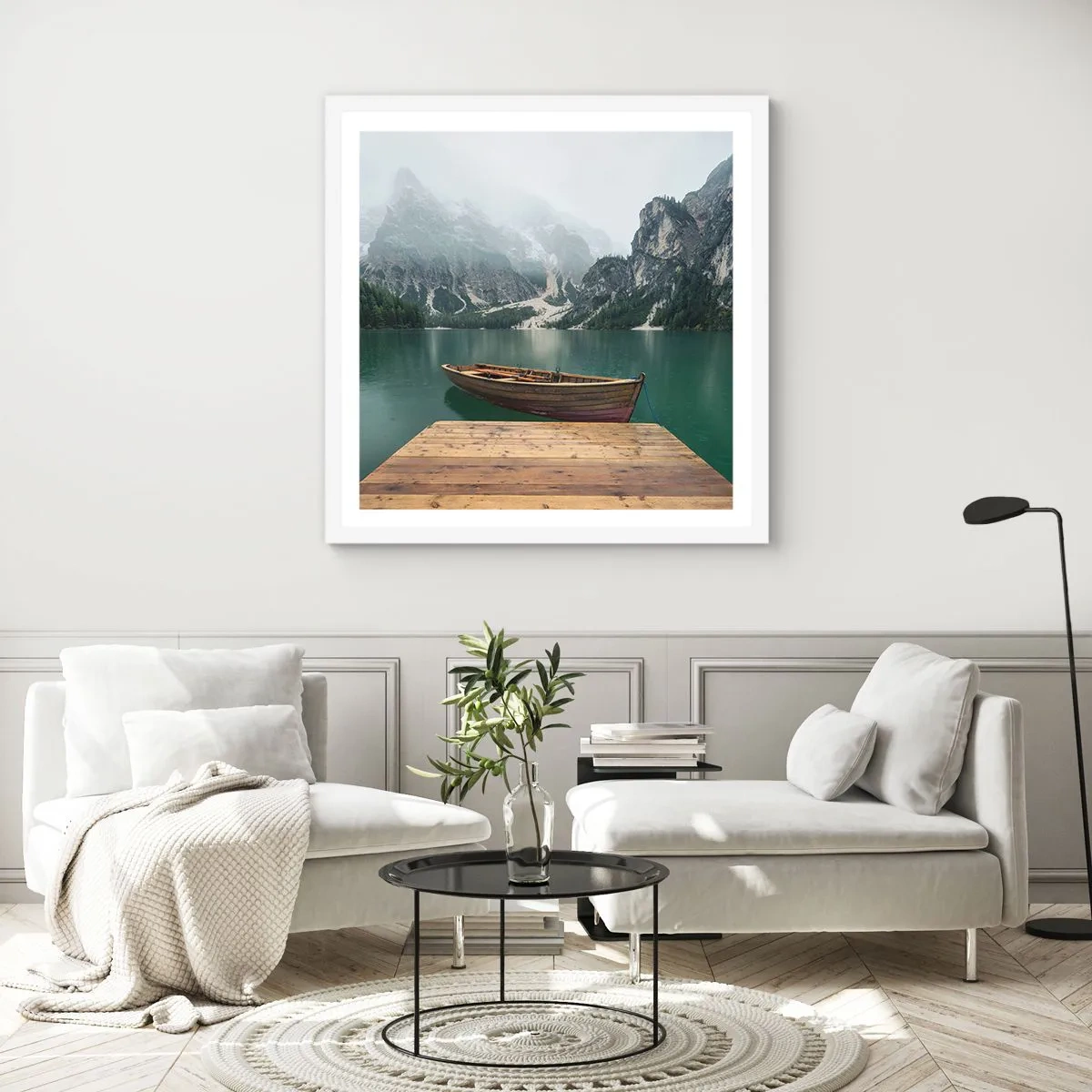 Plakat i hvid ramme - "Og stolte pander" - 40x40 cm