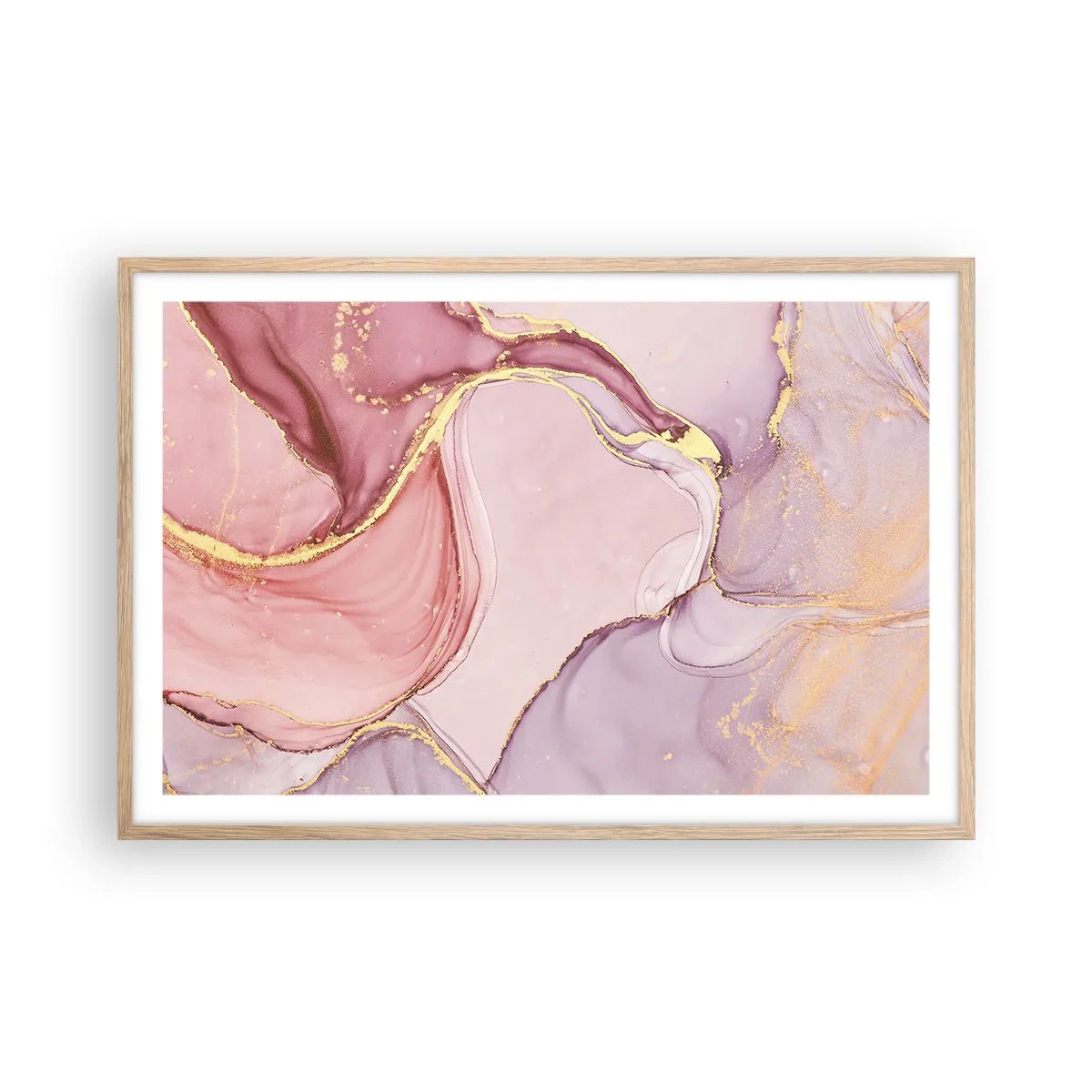 Plakat i ramme af lyst egetræ - Et kærtegn af farver - 91x61 cm