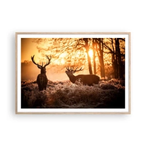 Plakat i ramme af lyst egetræ - En jægerdrøm - 100x70 cm