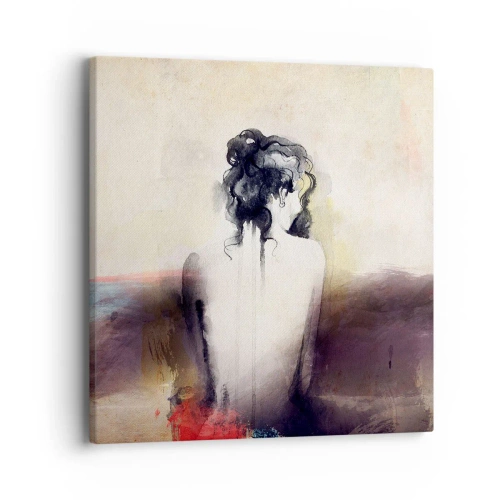 Lærredstryk - Billede på lærred - Glatte linjer, ovale former - 40x40 cm