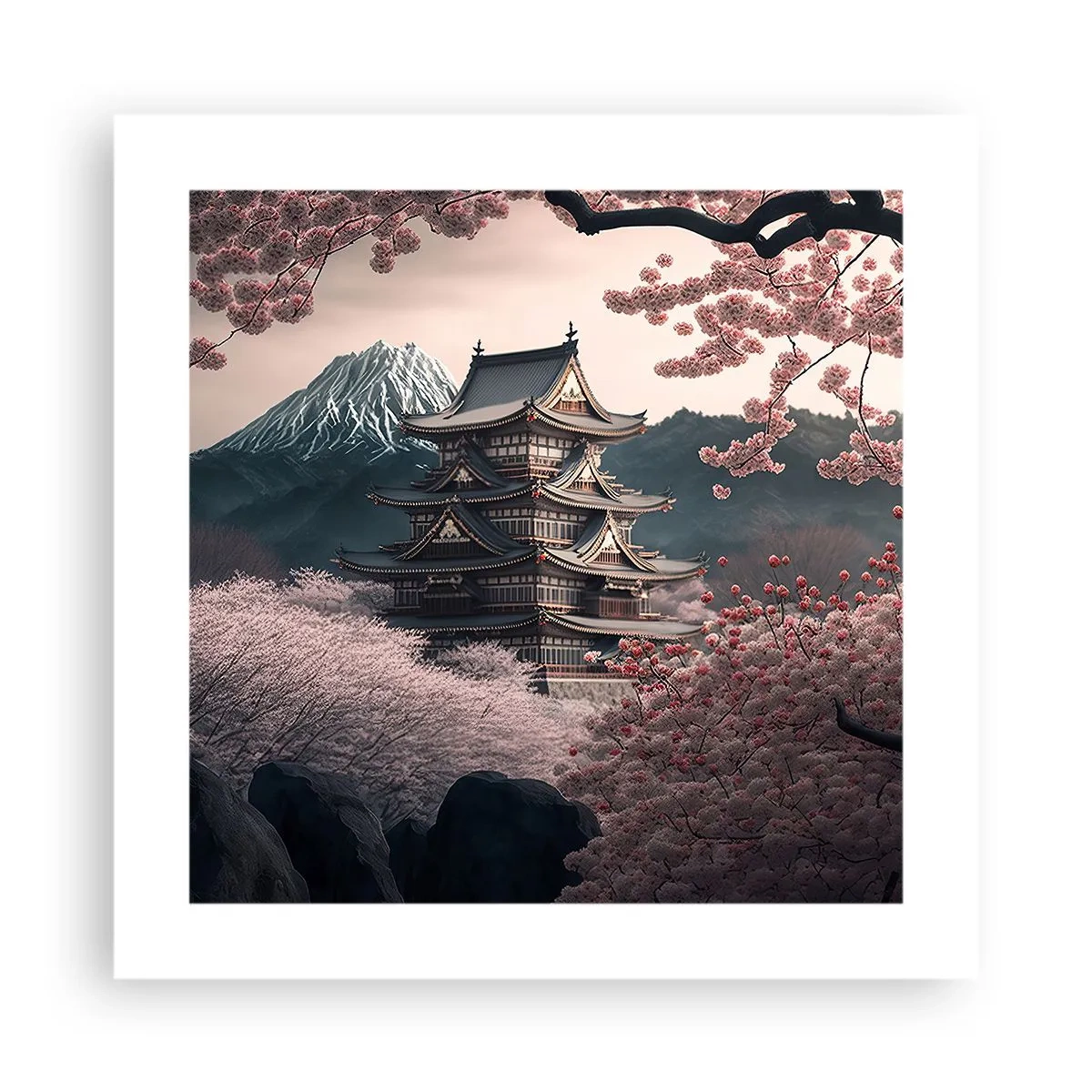 Plakat - Kirsebærblomsternes land - 40x40 cm