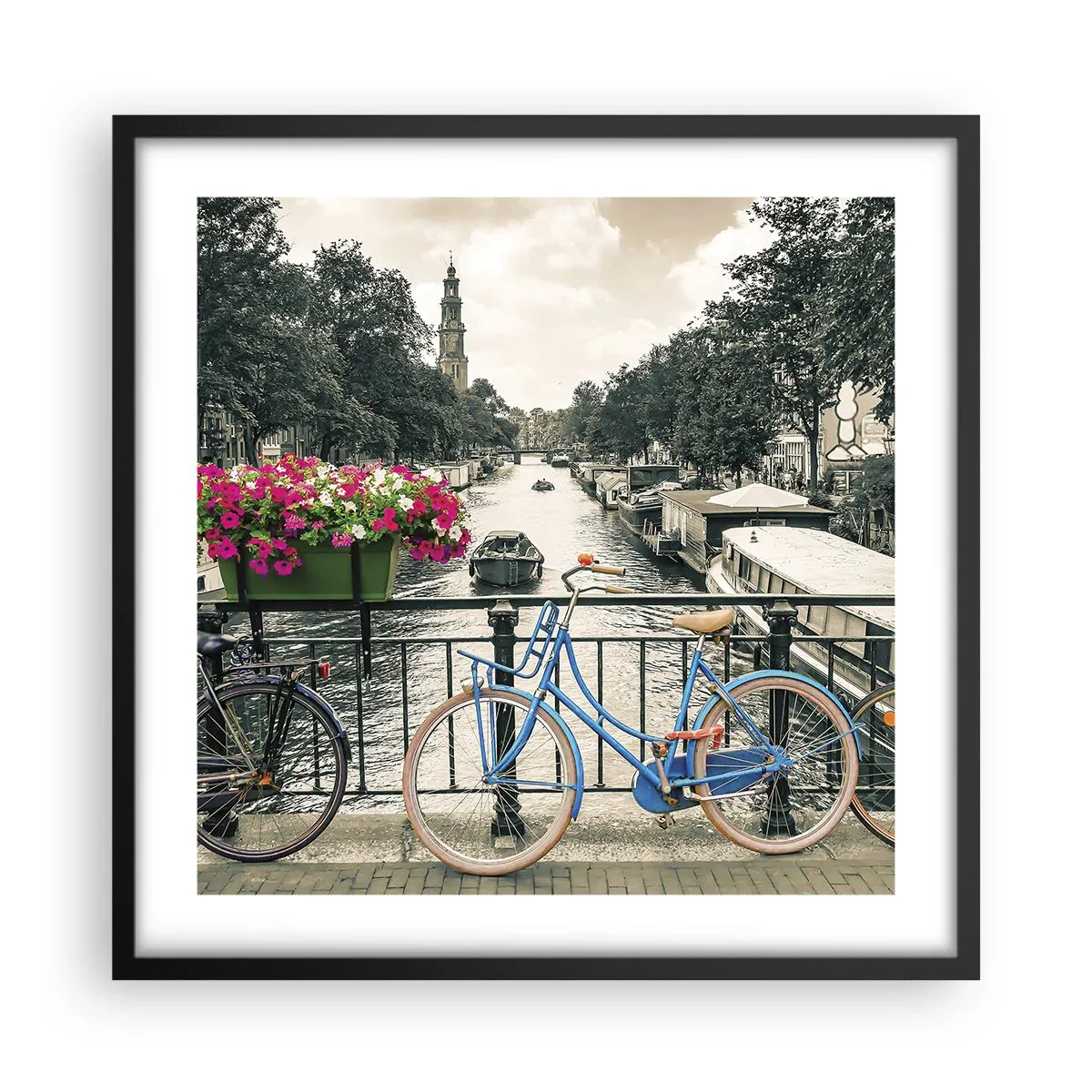 Plakat i sort ramme - Farverne i Amsterdams gader - 50x50 cm