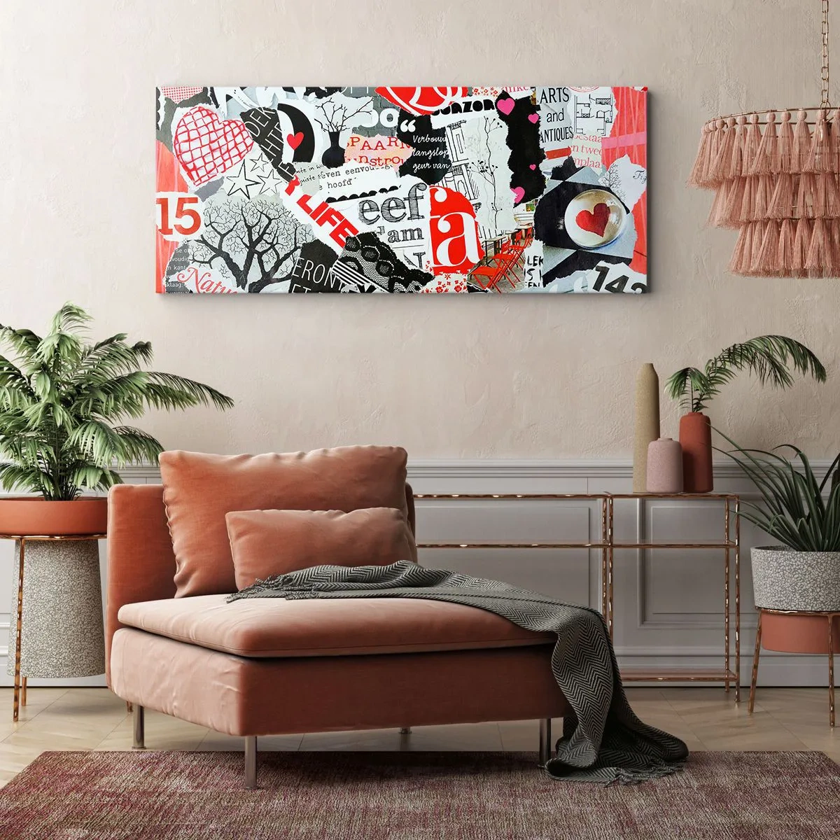 Lærredstryk - Billede på lærred - Hipster collage - 120x50 cm