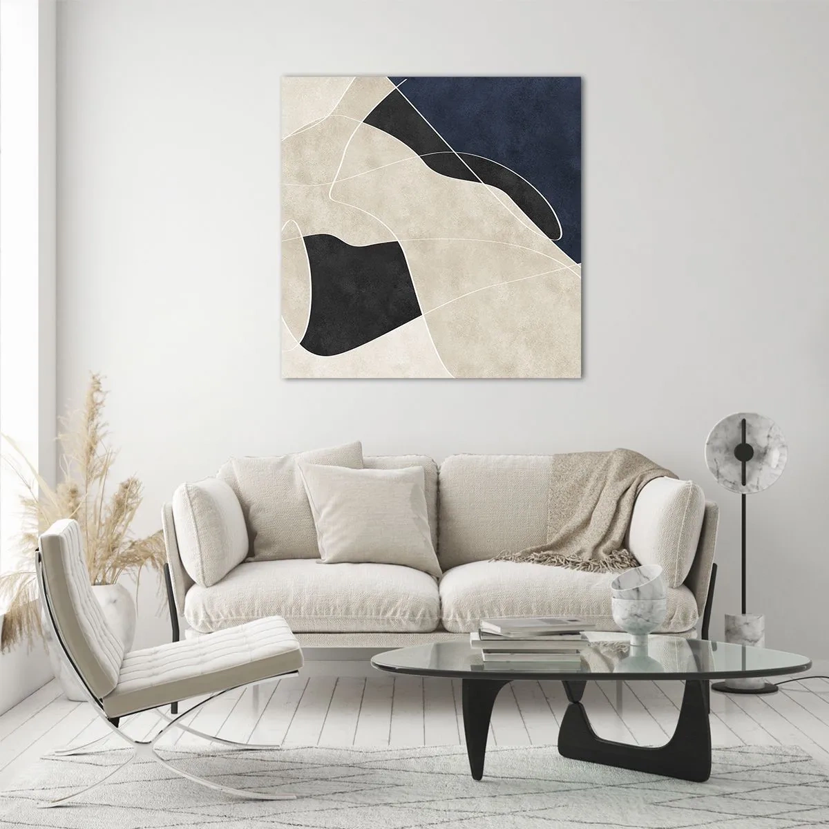 Billede på glas - Abstrakt komposition - kontrast af farver - 40x40 cm