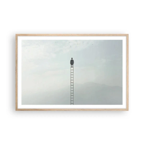 Plakat i ramme af lyst egetræ - Stig yderligere - 91x61 cm