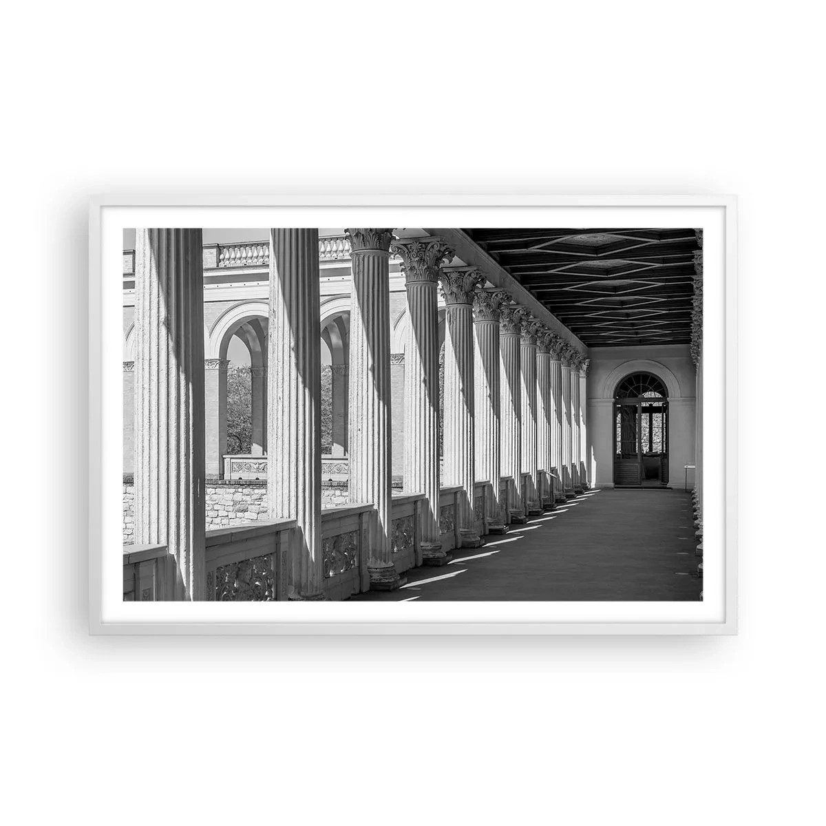 Plakat i hvid ramme - Solrig arkade - 91x61 cm
