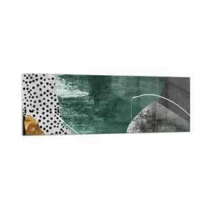 Billede på glas - Farverig abstraktion med en guldflager - 160x50 cm