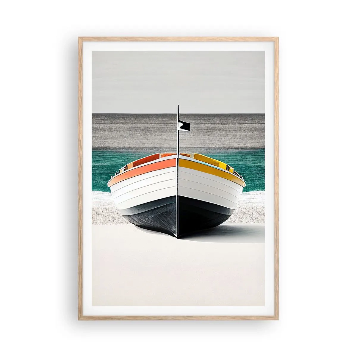 Plakat i ramme af lyst egetræ - På sin plads - 70x100 cm