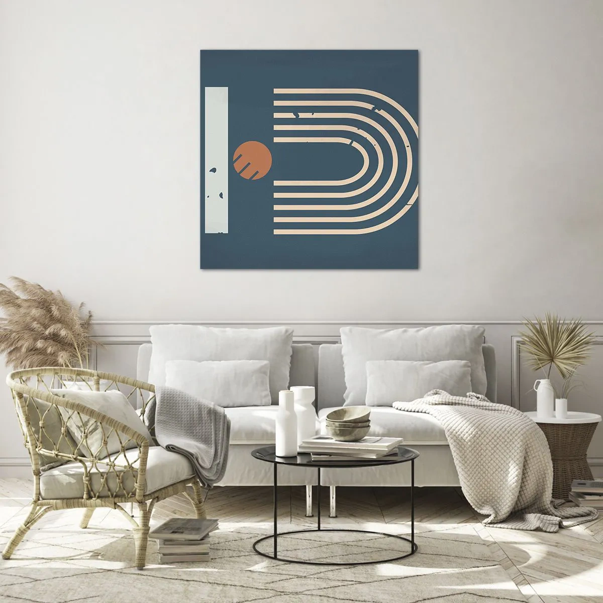 Billede på glas - Geometri på granatæble - 70x70 cm