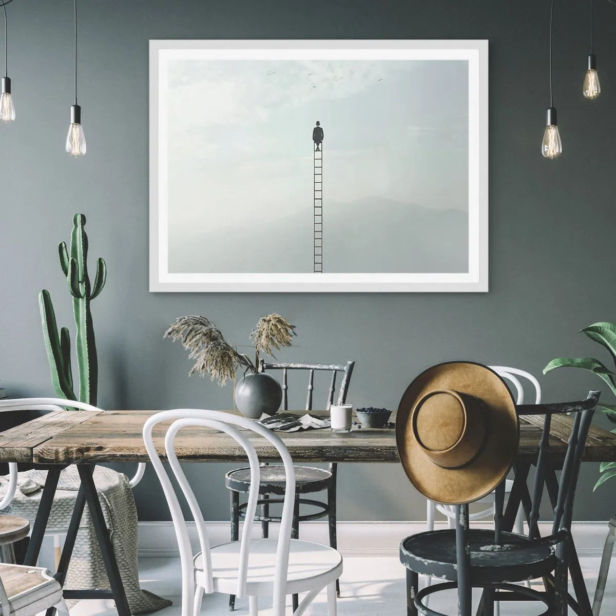 Plakat i hvid ramme - Stig yderligere - 50x40 cm