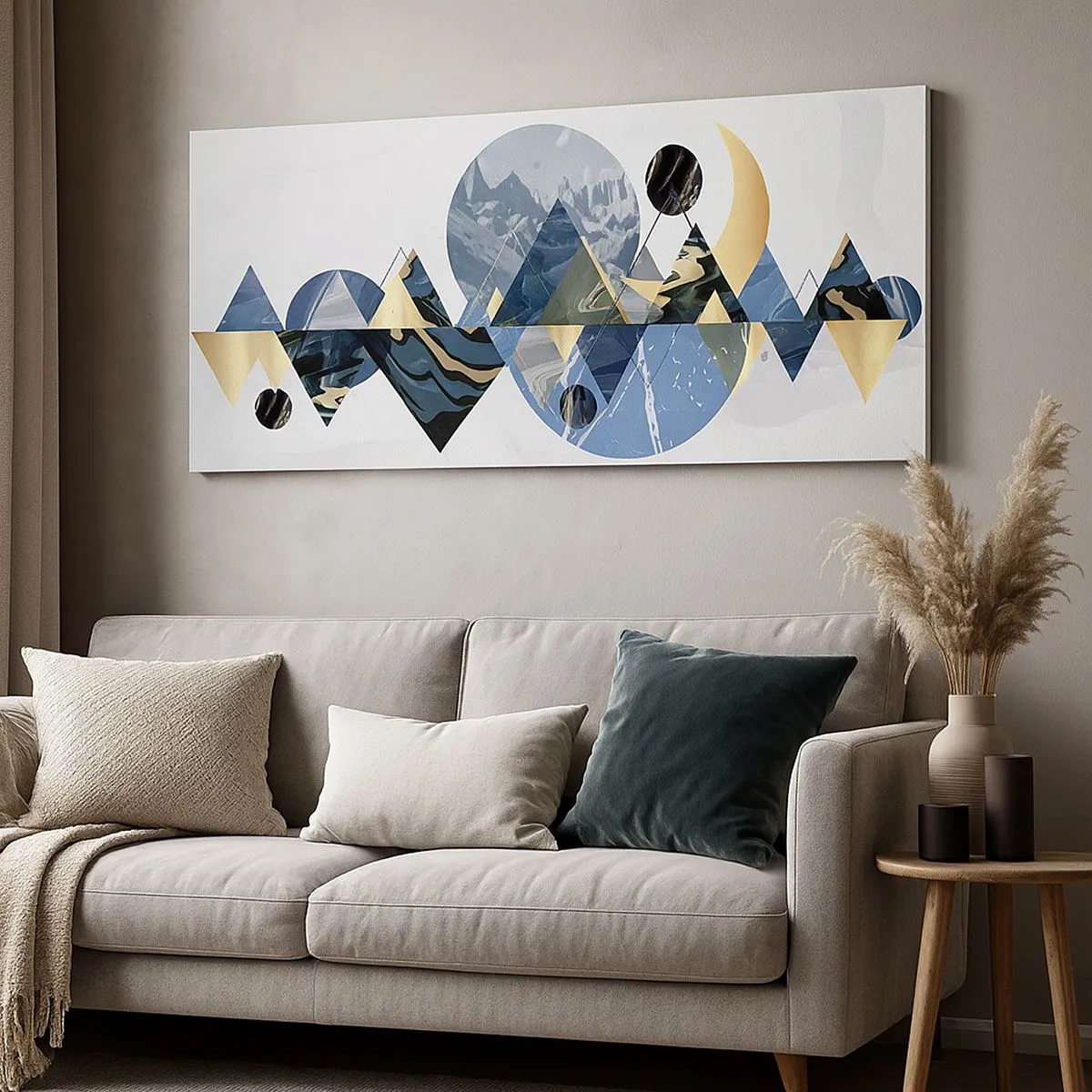 Lærredstryk - Billede på lærred - Geometrisk landskab - 100x40 cm