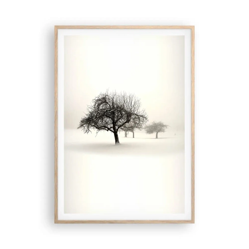 Plakat i ramme af lyst egetræ - Vintersøvn - 70x100 cm