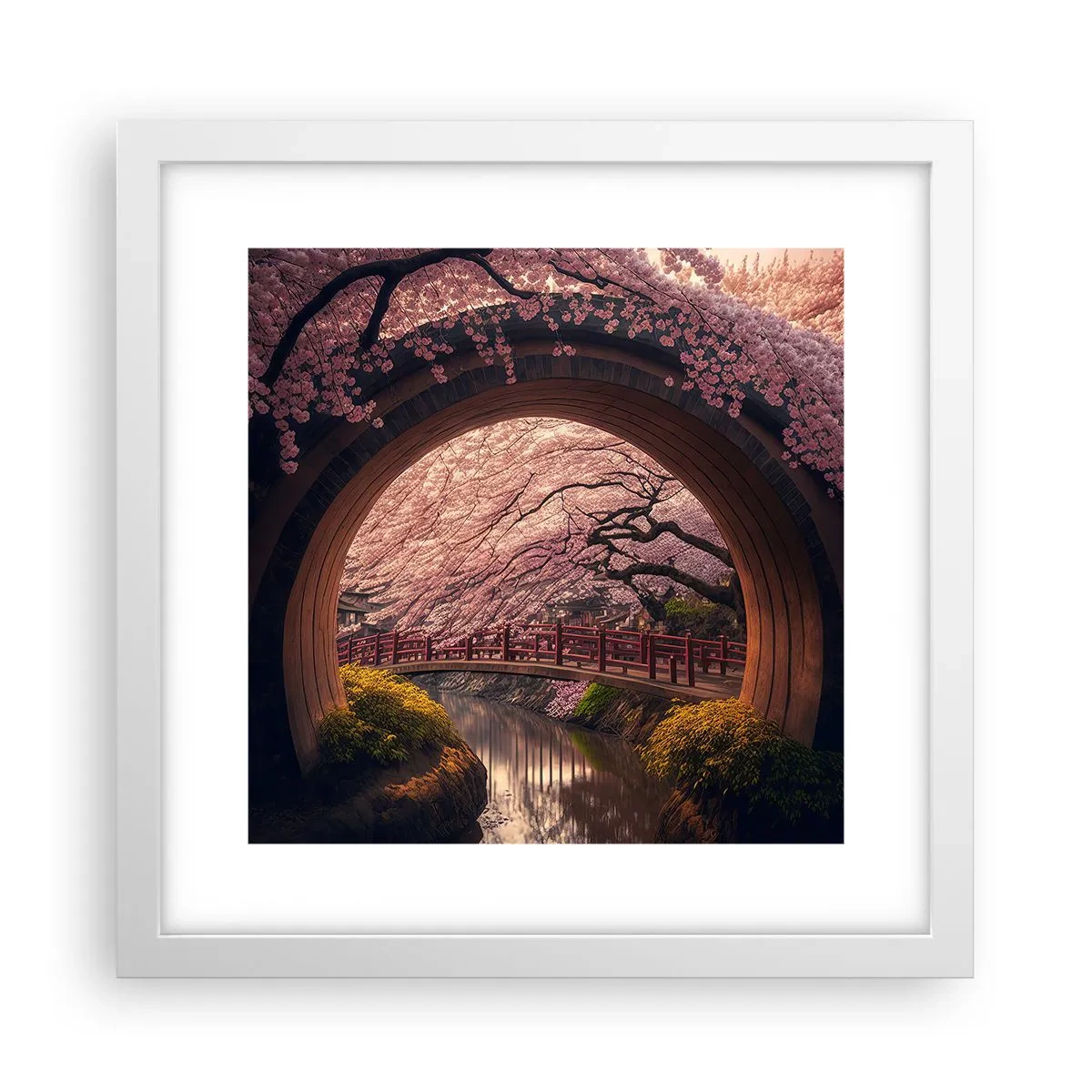 Plakat i hvid ramme - Japansk forår - 30x30 cm