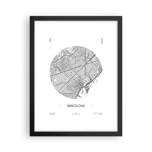 Plakat i sort ramme - Barcelonas anatomi - 30x40 cm