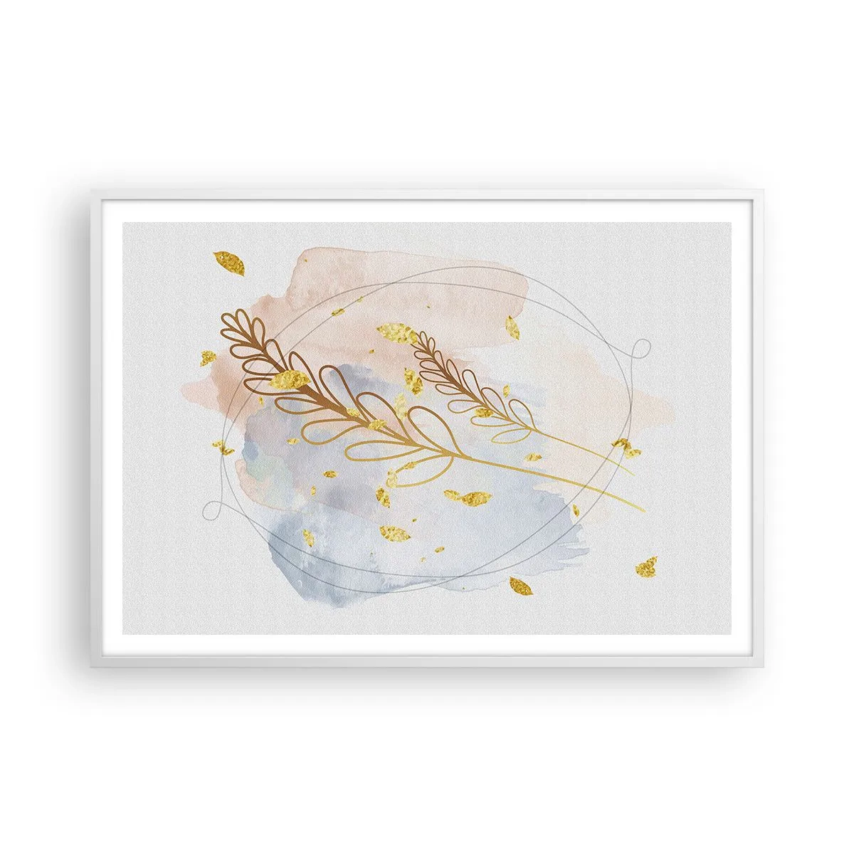 Plakat i hvid ramme - En gylden eksplosion - 100x70 cm