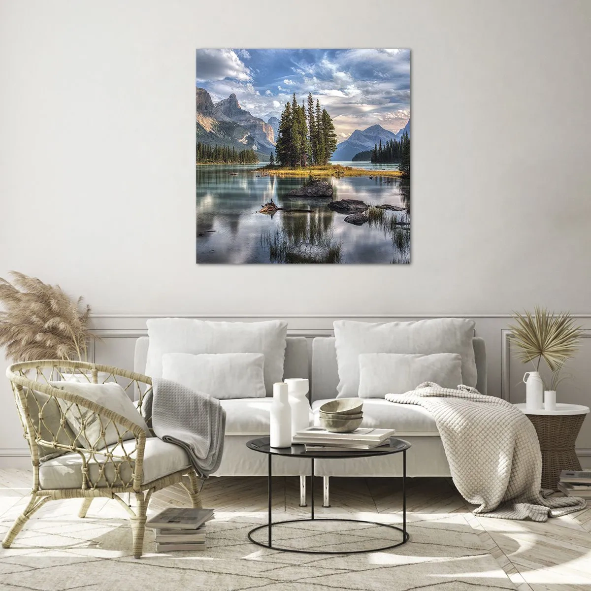 Billede på glas - Over store og klare vande… - 70x70 cm