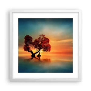 Plakat i hvid ramme - Fjern og tavs verdensløshed - 40x40 cm