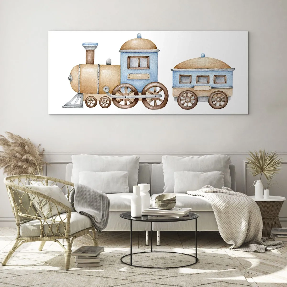 Billede på glas - Stående på stationen... - 90x30 cm