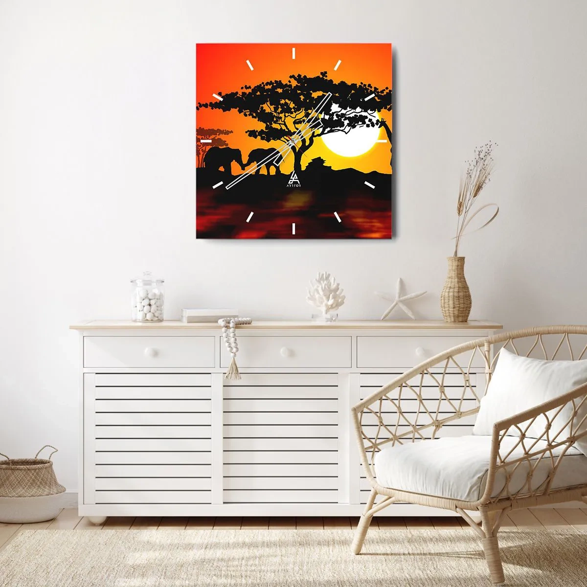 Vægur, Uret - Møde på savannen - 40x40 cm