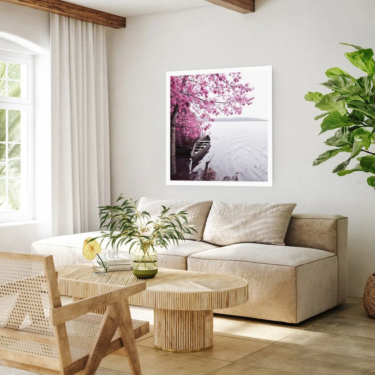 Plakat - I lyserød stilhed - 40x40 cm