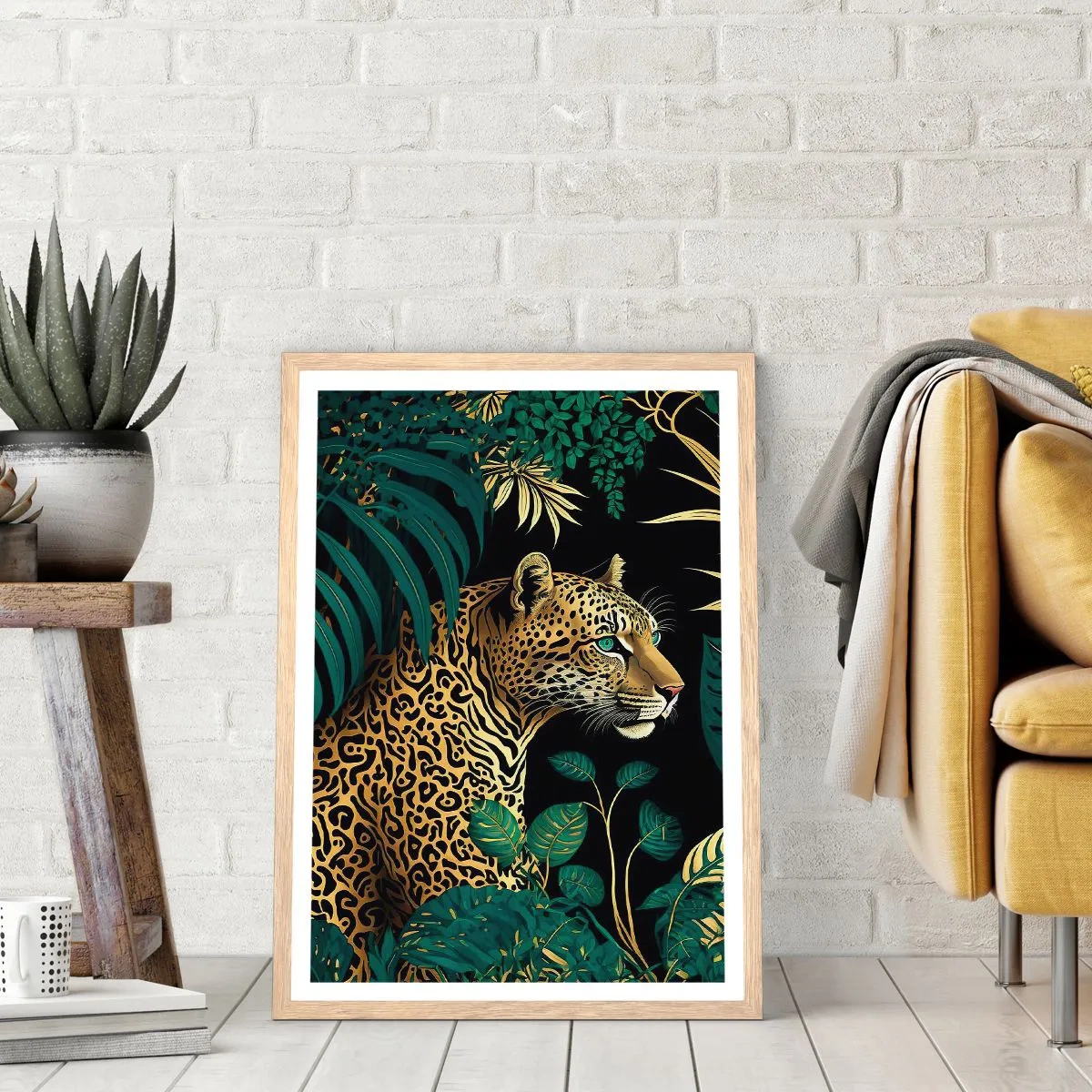 Plakat i ramme af lyst egetræ - Værten i junglen - 30x40 cm
