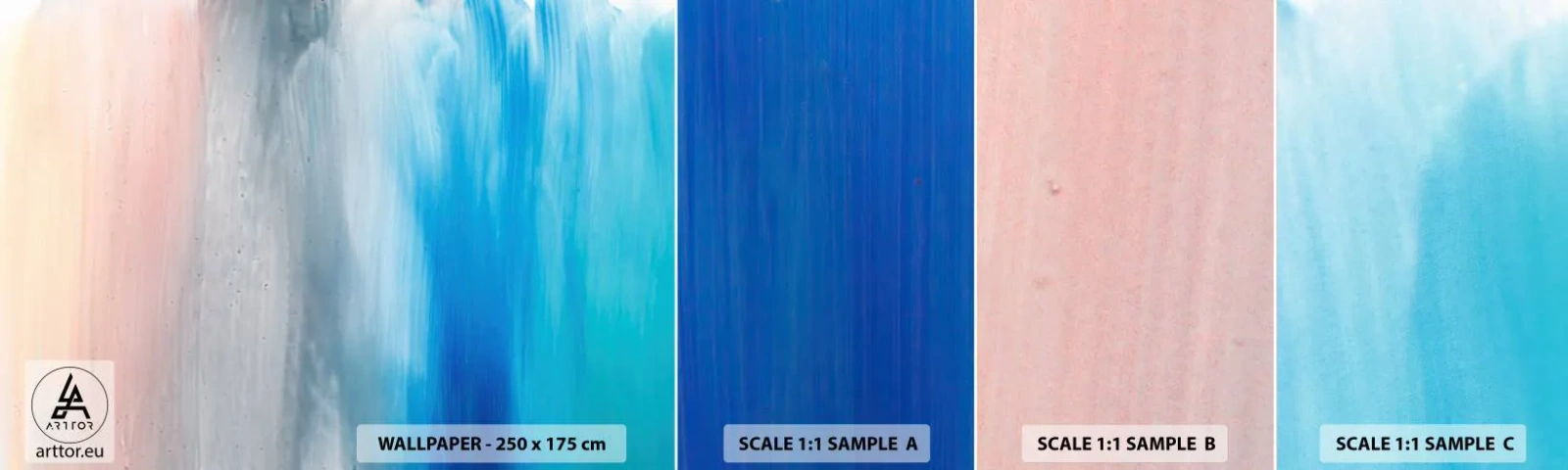 Prøve Fototapet Selvklæbende Deluxe Sticker - Elementer: luft - Abstraktion, Stykke, Pastel - 100x30 cm