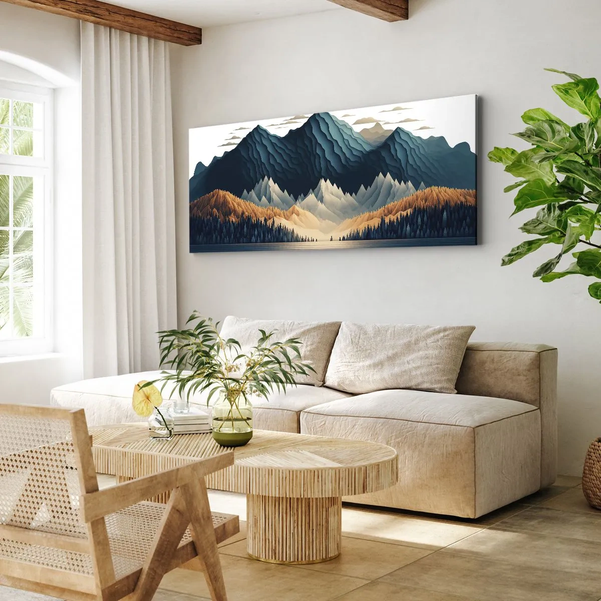 Lærredstryk - Billede på lærred - Perfekt bjerglandskab - 160x50 cm
