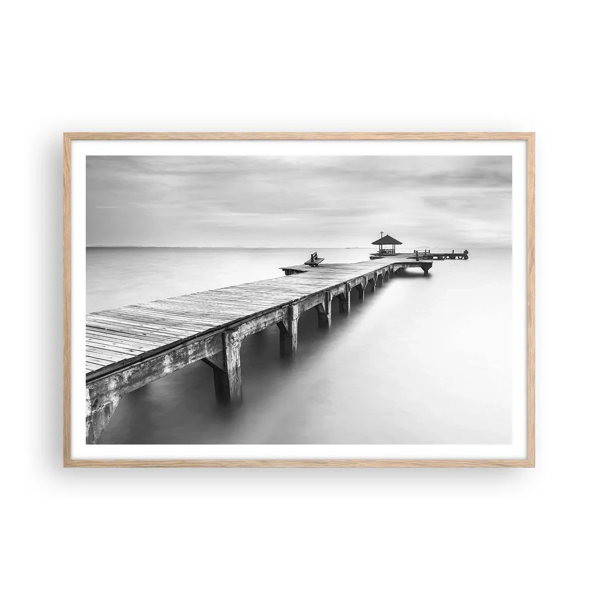 Plakat i ramme af lyst egetræ - Ind i det fjerne - 100x70 cm