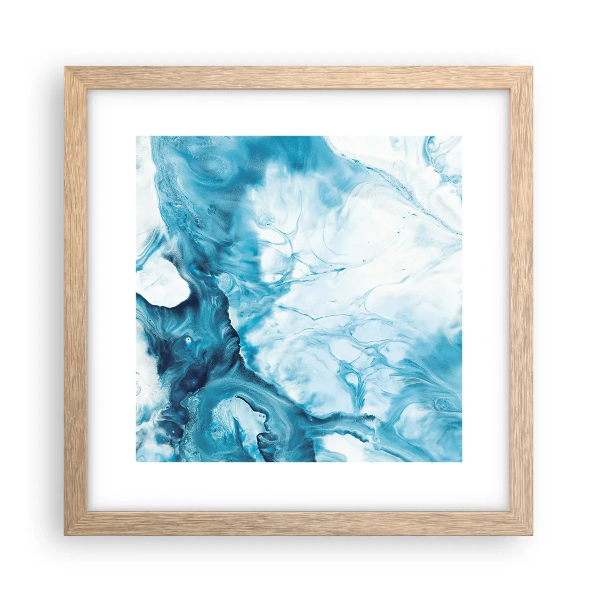 Plakat i ramme af lyst egetræ - Blå koncert - 30x30 cm