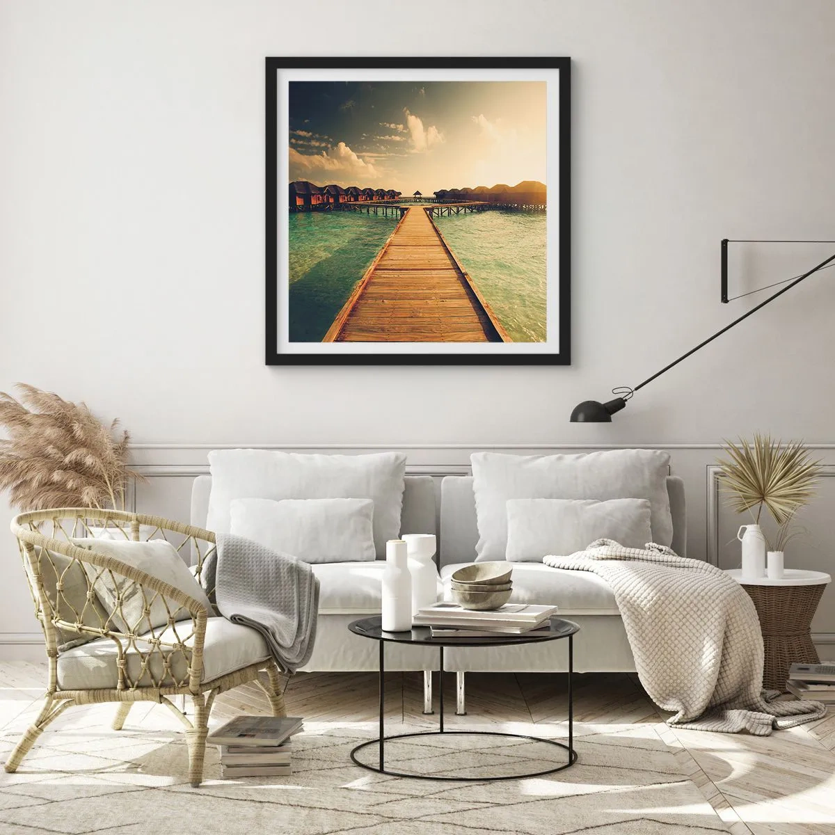 Plakat i sort ramme - En varm invitation - 50x50 cm