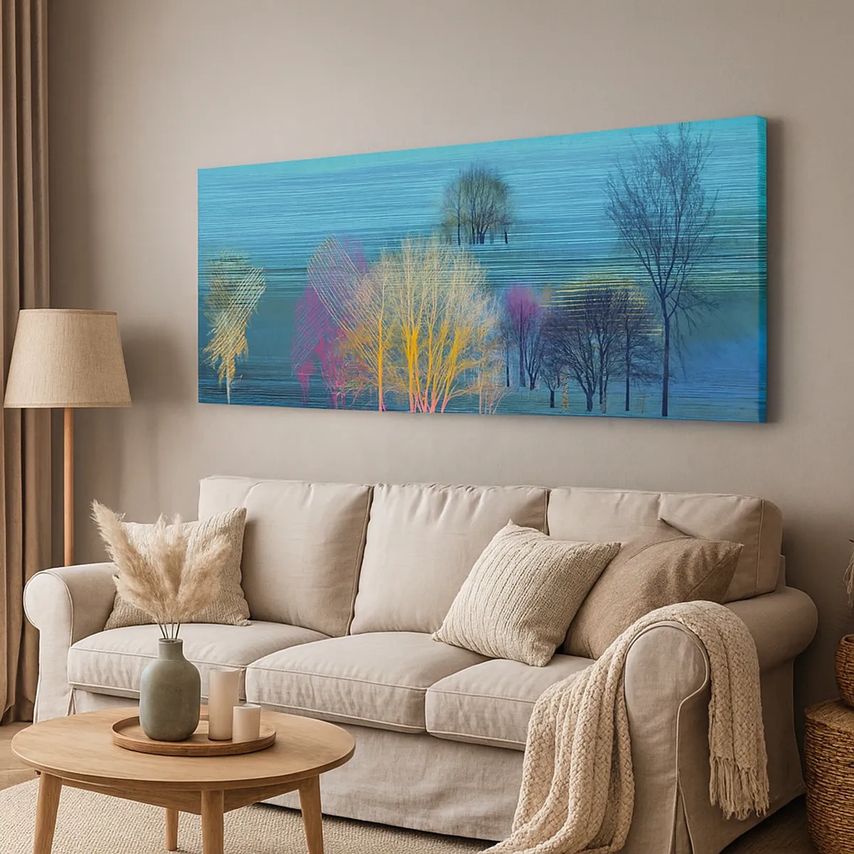 Lærredstryk - Billede på lærred - Et vidtstrakt landskab - 30x30 cm