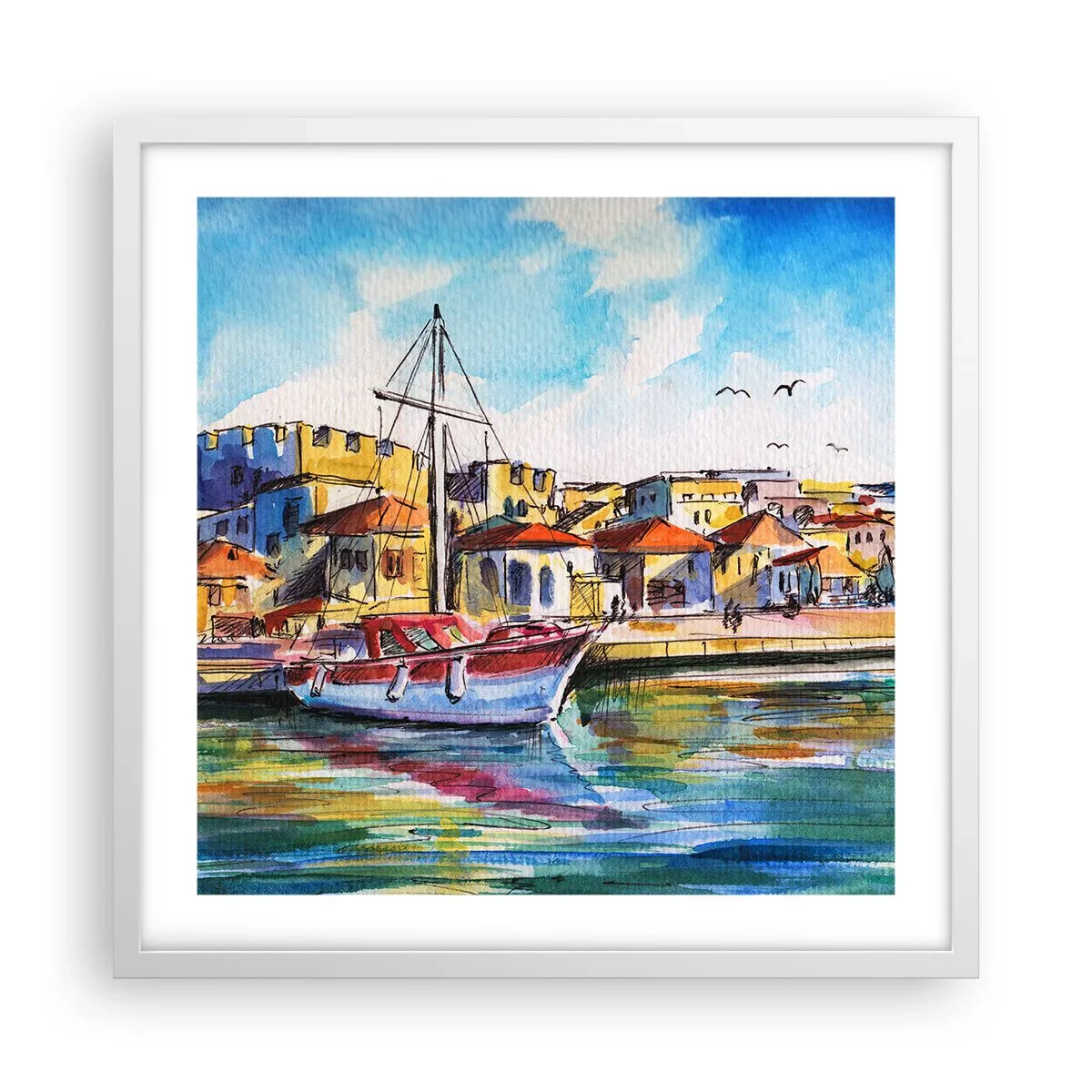 Plakat i hvid ramme - Regnbue eftermiddag - 50x50 cm