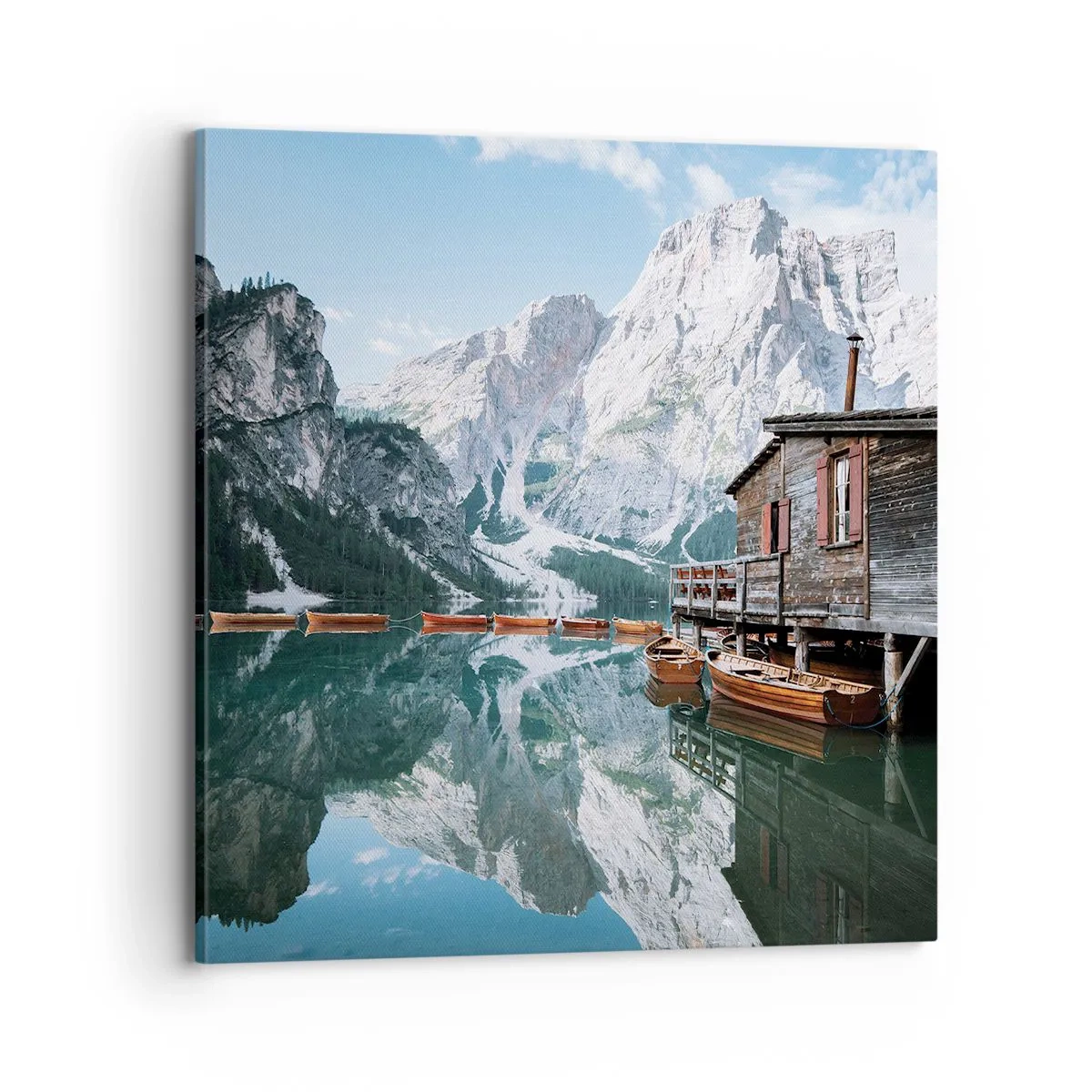 Lærredstryk - Billede på lærred - Krystalklar bjergmorgen - 70x70 cm