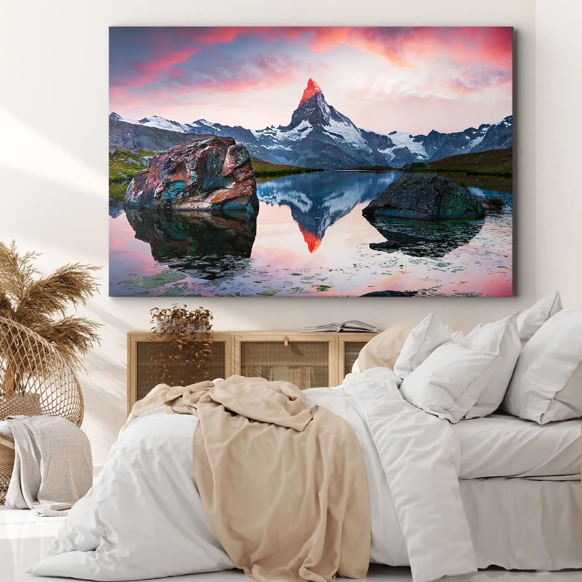 Lærredstryk - Billede på lærred - Bjergenes hjerte er varmt - 70x50 cm