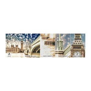 Prøve Fototapet Premium Canvas - Fjeragtige skyer over Themsen - By, London, England - 100x30 cm