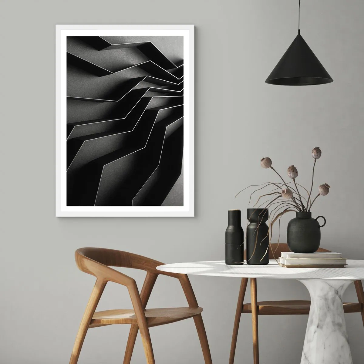 Plakat i hvid ramme - Rumlig orden - 40x50 cm