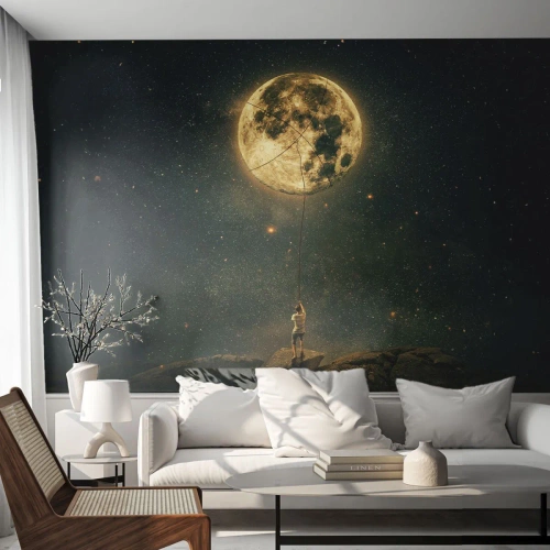 Fototapet Standard Eco - En, der stjal månen - Måne, Stjerner, Fantasi - 350x256 cm
