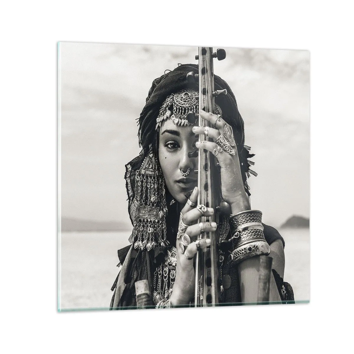 Billede på glas - Selve den orientalske musik - 70x70 cm