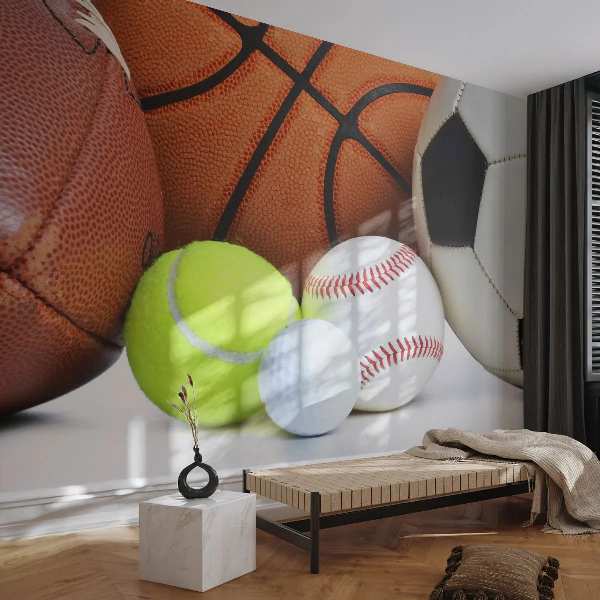 Fototapet Premium Sand - Forbindelse med bolden! - Sport, Fodbold, Basketball bold - 500x350 cm