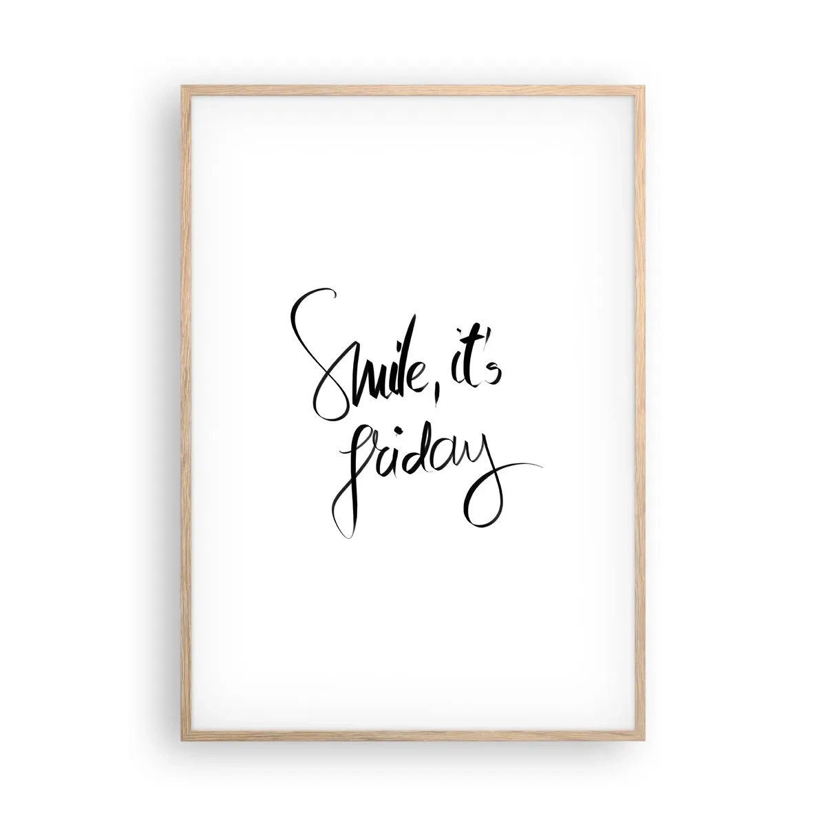 Plakat i ramme af lyst egetræ - Ægte glæde - 70x100 cm