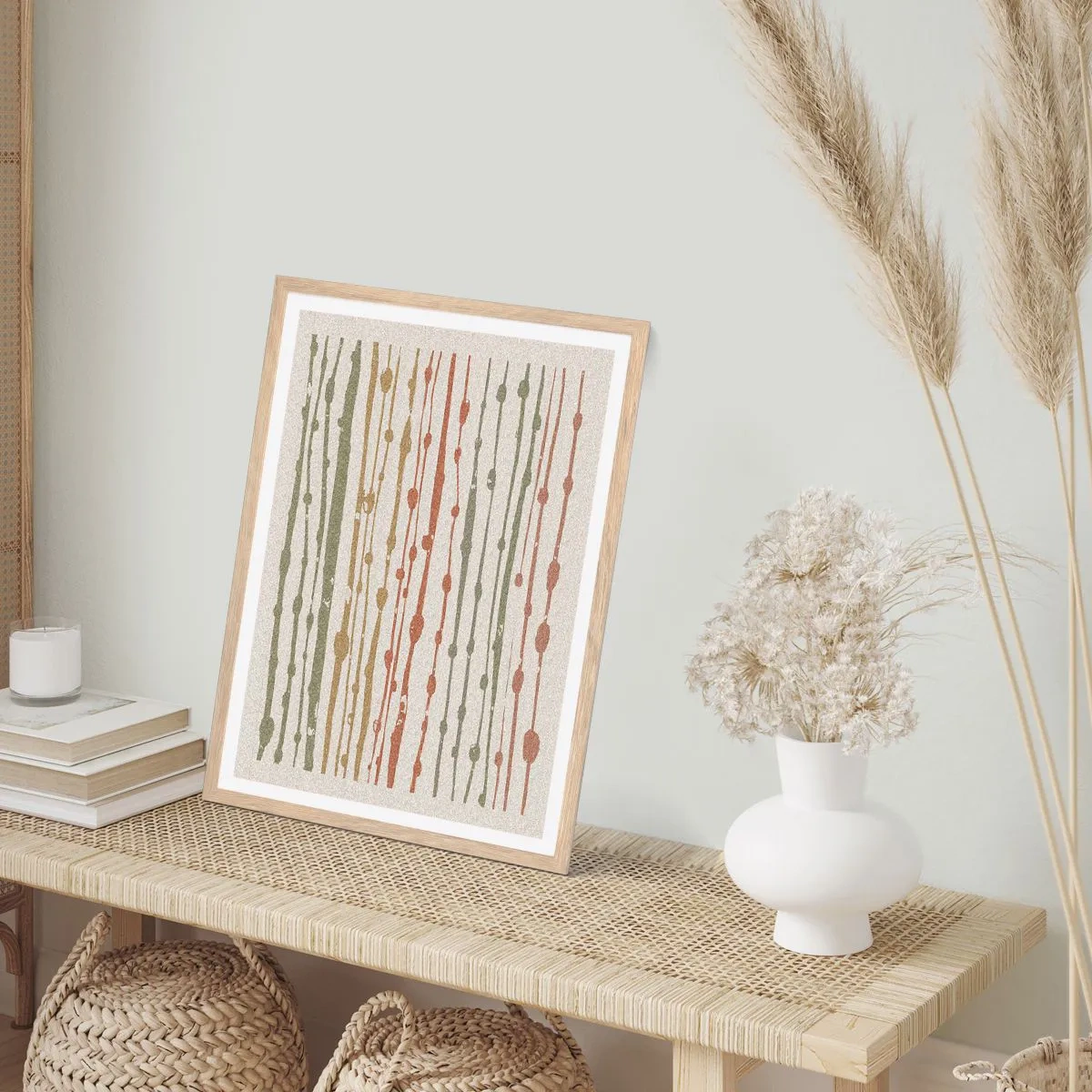 Plakat i ramme af lyst egetræ - Musikalsk farvenotation - 40x50 cm