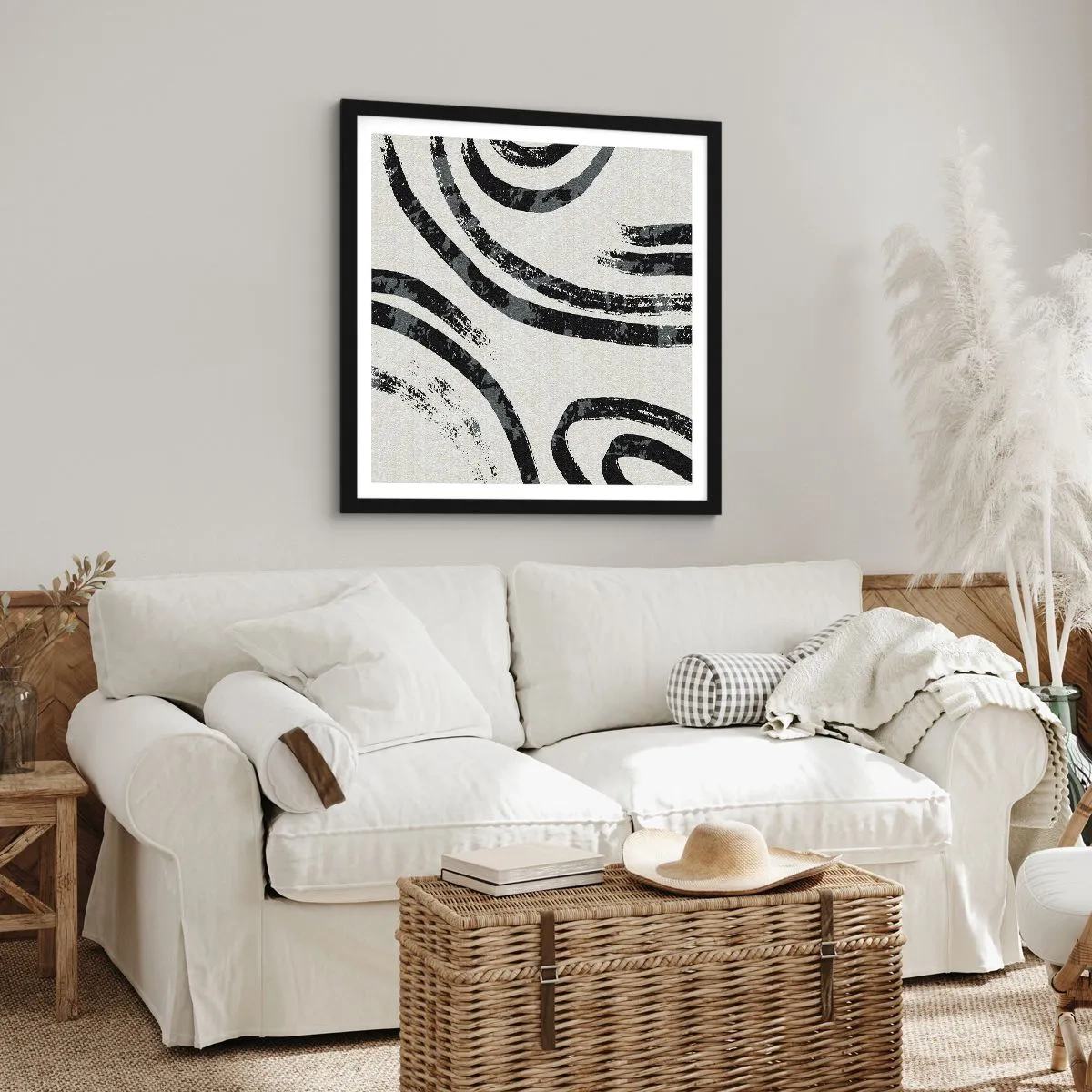 Plakat i sort ramme - Halvt stoppet - 50x50 cm