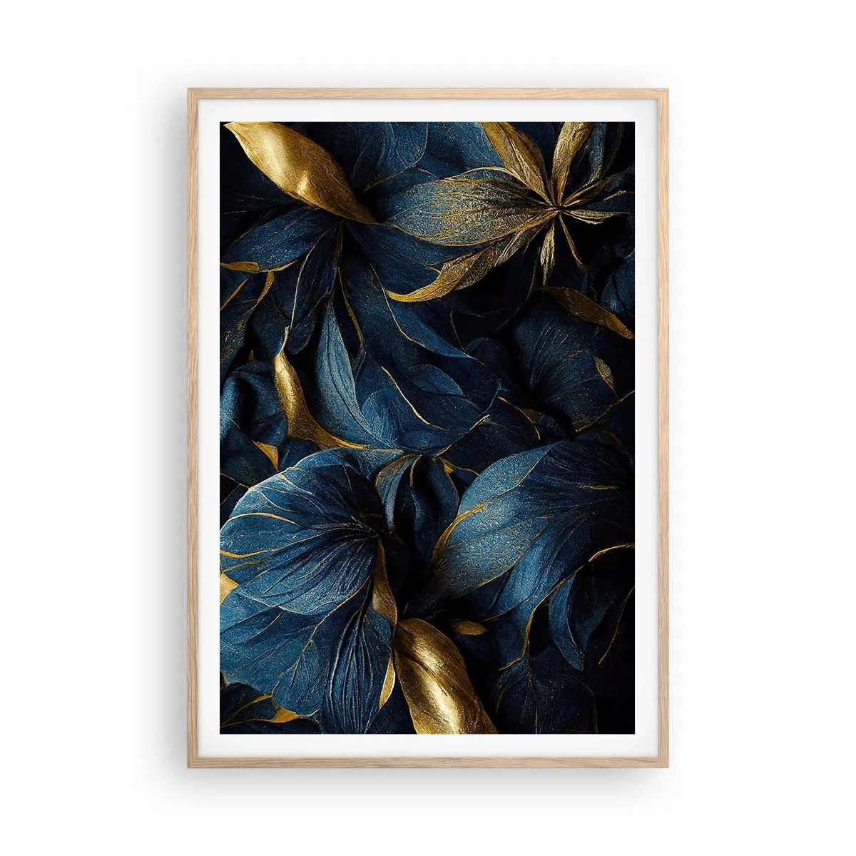 Plakat i ramme af lyst egetræ - Foret med guld - 70x100 cm