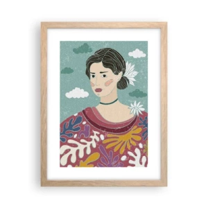 Plakat i ramme af lyst egetræ - Med melankoli i dit blik - 30x40 cm