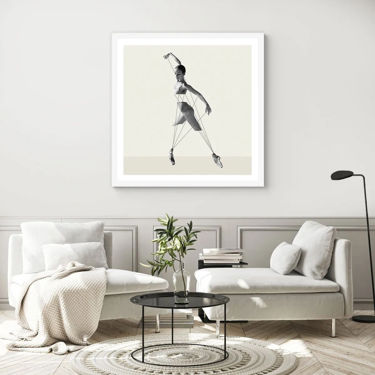 Plakat i hvid ramme - I verdens teater - 50x50 cm