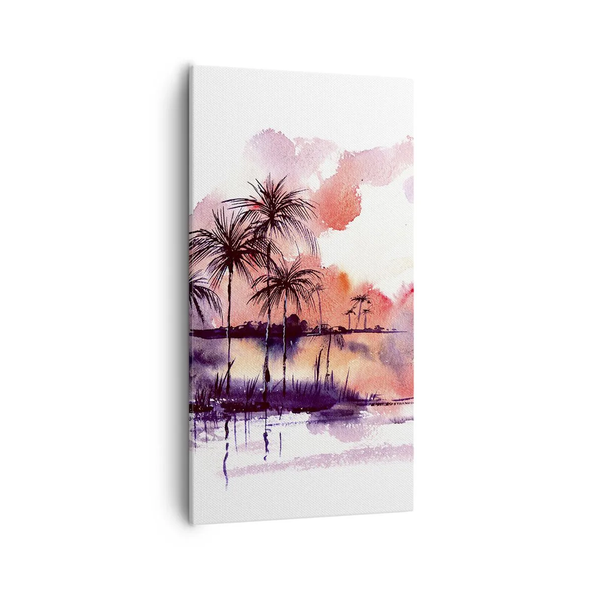 Lærredstryk - Billede på lærred - Tropernes ro i rødt - 55x100 cm