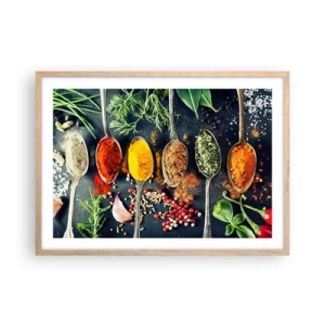 Plakat i ramme af lyst egetræ - Kulinarisk magi - 70x50 cm