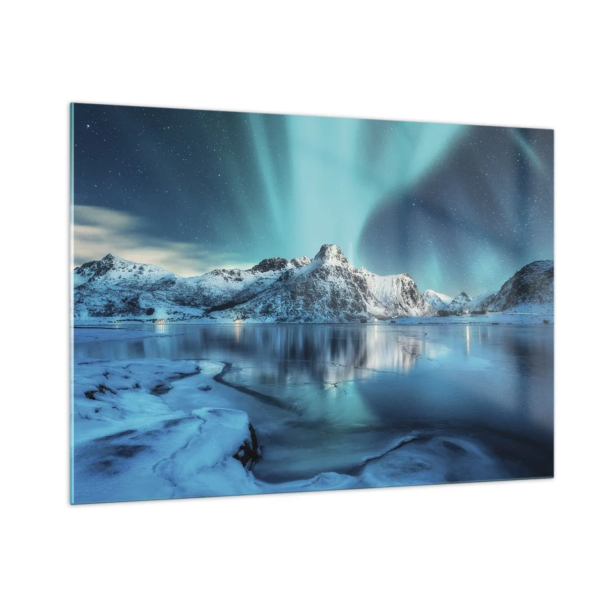 Billede på glas - Nat med lys - 100x70 cm